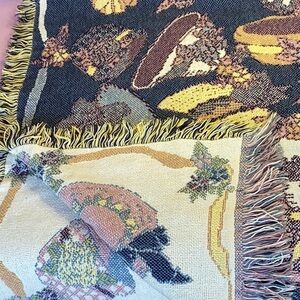 FINAL SALE PRICE Hats & Flowers Fringed Woven Throw Blanket